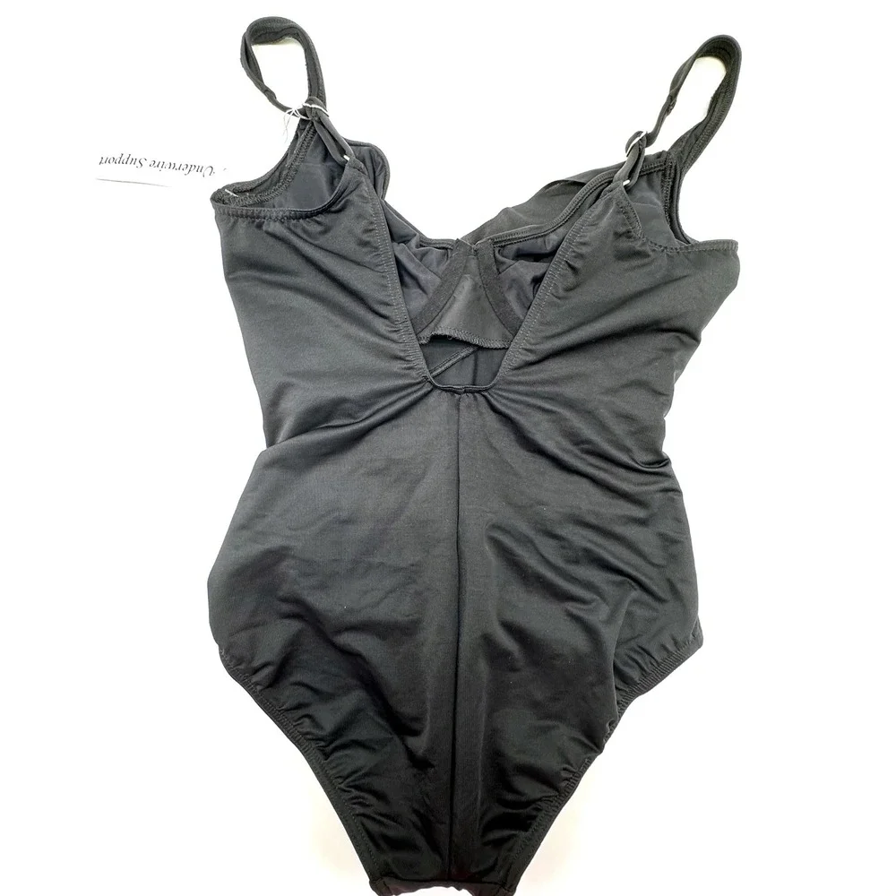 Miraclesuit Womens Black Underwire Ruched One Piece Swimsuit Size 12 New 451263